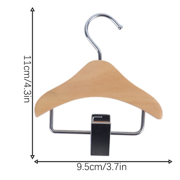 Mini Tøjbøjle Kæledyrstøjstativ Multifunktionel Mini Træ Tøjbøjle Med Clips Wood Color