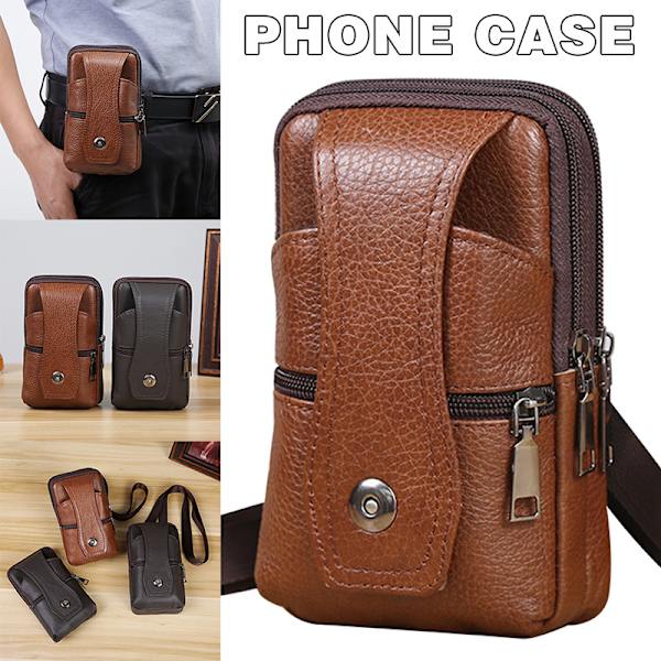 Phone case hölster Smartphone bältesöglapåseväska för herrbältesklämma hölsterpåse passar mobiltelefon med case på Brown