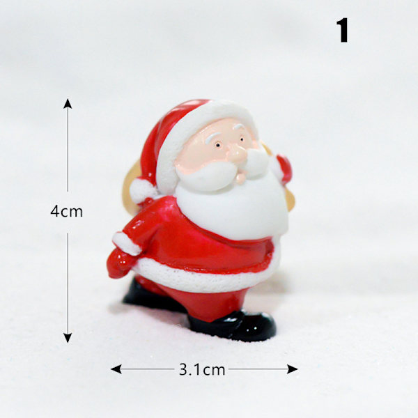 Jultema DIY Mini miniatyrfigur Trädgårdsdeko Jultomten Snögubbe Mikrolandskap för juldekoration 3