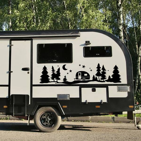 Husbilsdekaler Dekaler Självhäftande enkel tecknad scen Trappvägg Bilväggmålningar 84*22 cm