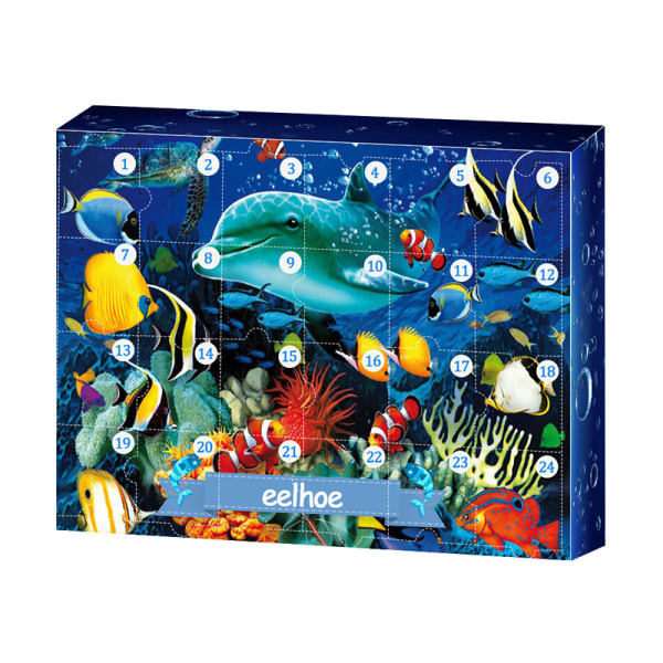 Jul Adventskalender Presenter Box Kreativ Xmas Countdown Kalender Leksaker Bra present för barn Underwater World Animals