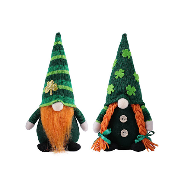 Irish Festival Ansiktslös Gnome Doll Supersöt mjuk plyschleksak Kreativ skrivbordsprydnad för hem, vardagsrum, sovrum Female