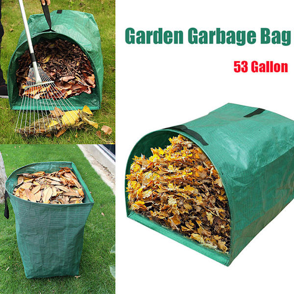 53 gallon stor soptunna med handtag Trädgårdspåsar av bricktyp för lätt avfall att samla in tunga lövbehållare