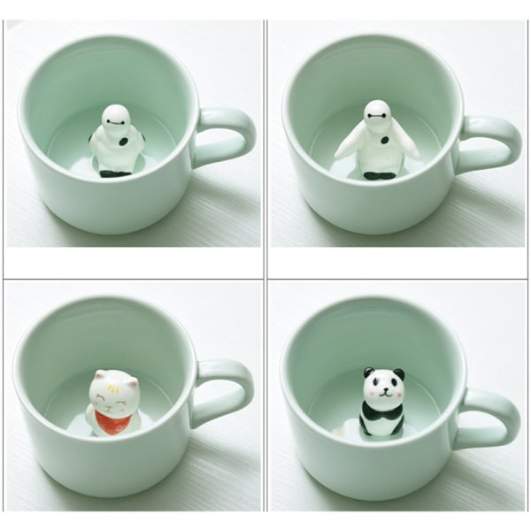 3D-mugg Djur inuti kopp Tecknad Keramikfigur Tekopp Jul Födelsedagspresent för barn Kvinnor Män Kaffemugg