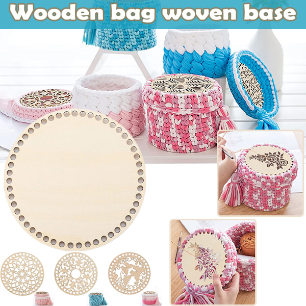 2 ST Träplattor för stickning Virkad vävd korgpåse Botten/ Cap Vävning Craft Shaper med hål för DIY 2