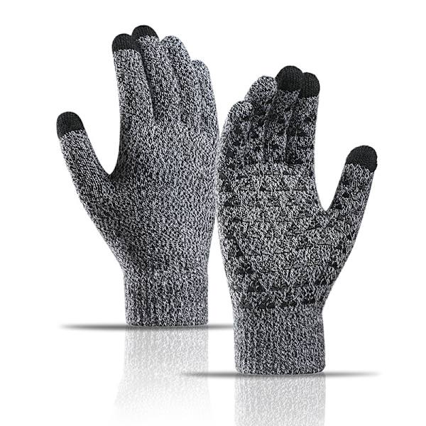 Vinter varm mössa Halsdukshandskar set Unisex vinter varm stickad mössa Halshandske för män kvinnor Black And White Gloves