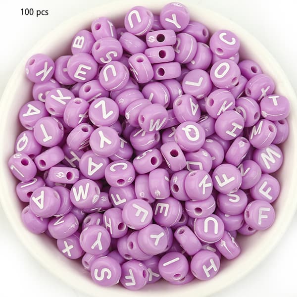 Akryl alfabetpärlor Multipurpose DIY Smyckenstillbehör Kreativa armband Örhängen Handgjorda hantverk Purple