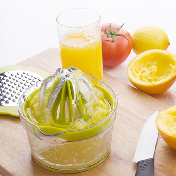 Manuell juicepress Citrus Citron Apelsin Handpressare med inbyggd måttbägare och rivjärn Anti-halk brotsch Extraktion Äggseparator