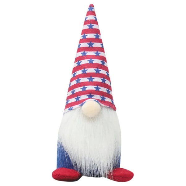 Självständighetsdagen prydnad Fuzzy dvärgdocka Säsongsbetonad Patriotic Gnome Plysch C
