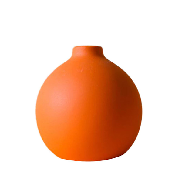 Nordisk keramikvas Morandi Färg Enkel konst Blomkruka dekoration med liten flaskhals för hemmatorkade växter Yellow S