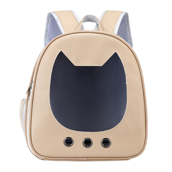 Cat ryggsäckshållare med justerbar rem Bärbar andningsbar husdjursryggsäck Beige