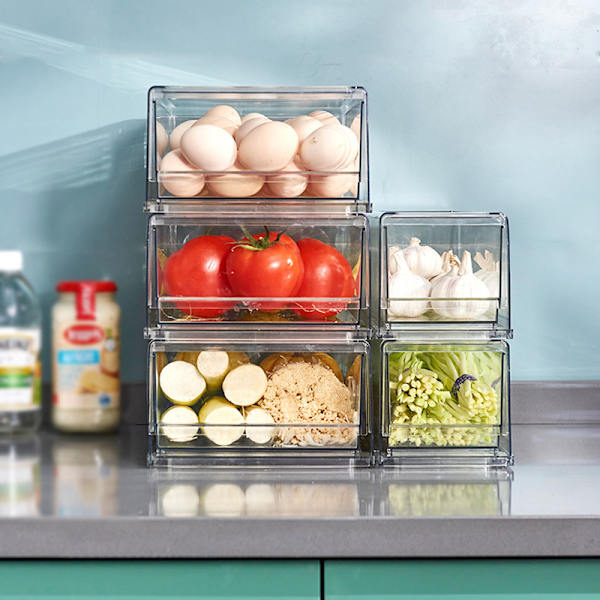 Köksbekvämlighet Transparent Kylskåp Organizer Förvaringslåda Lådtyp För Frysskåp Bänkskivor Large