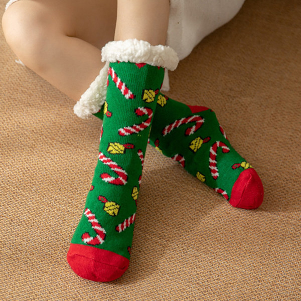 Julstrumpor damer Penguin Santas Mönsterdesign Hem Sömntofflor Strumpor vadderade mattstrumpor Green Bell