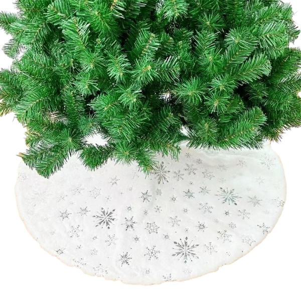 Julgran kjol med paljetter Snowflake Xmas Holiday Party dekorationer för butiken hem part silver foil 78cm