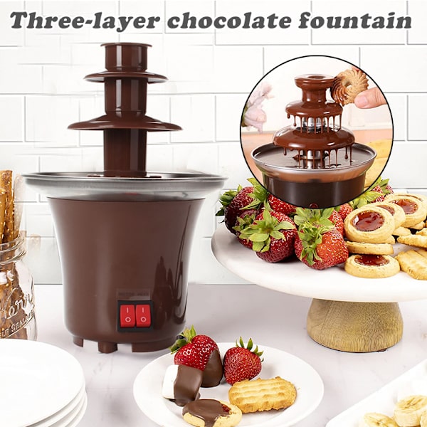 Mini 3-vånings chokladfonduefontän Lätt att montera Perfekt för Nacho Cheese BBQ Sauce Ranch Liqueuers EU