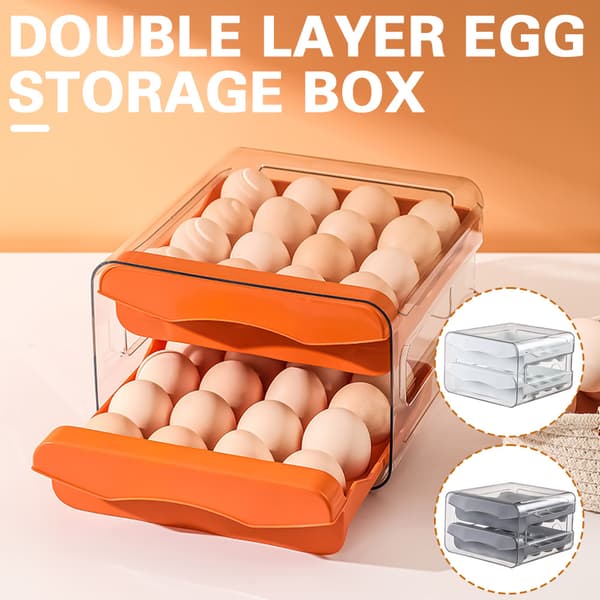 Double Layer Egg Crisper Förvaringslåda Universal platsbesparande äggbricka för köksskåp Grey