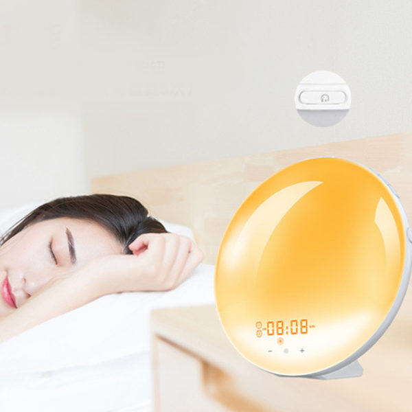 LED Wake Up Light Färgglad väckarklocka Nattljus Solnedgångssimuleringslampa Australian Charger