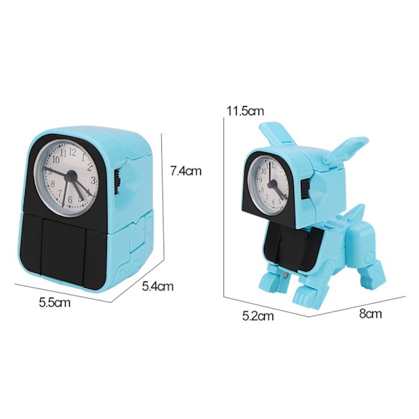 Deformation Hund Väckarklocka Söt Robot Valp Wake Up Timer för barn Blue