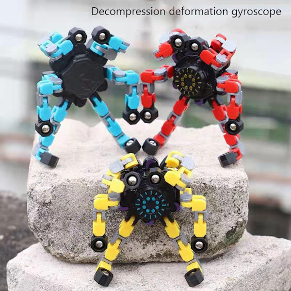 Transformerbar Mecha Chain Fingertop Spinners Toy Anti Pressure Avslappnande Baubles Leksak För Barn Pojke Flicka Vuxen Red