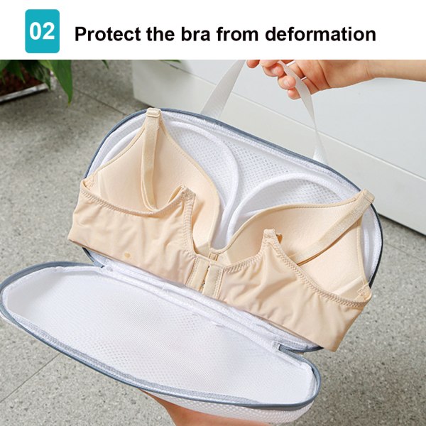 Underware Mesh tvättpåse Anti-deformation bysthållare rengöringspåse för tvättmaskin Gray Edge Style