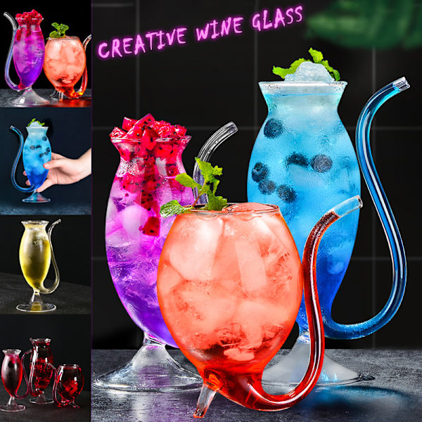 Clear Vampires Värmebeständig vinjuice glaskopp med dricksrör Halm Hem Bar