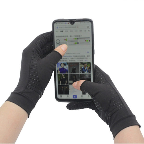 Kompressionshandskar för idrottsåterhämtning Unisex halkfria halvfingerhandskar Black Touch Screen L