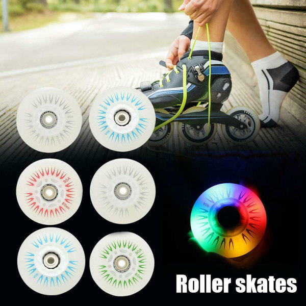 4st Flash Inline Skate Wheels 90A LED Lighting Skating Wheels 80 76 72 68 White 76mm
