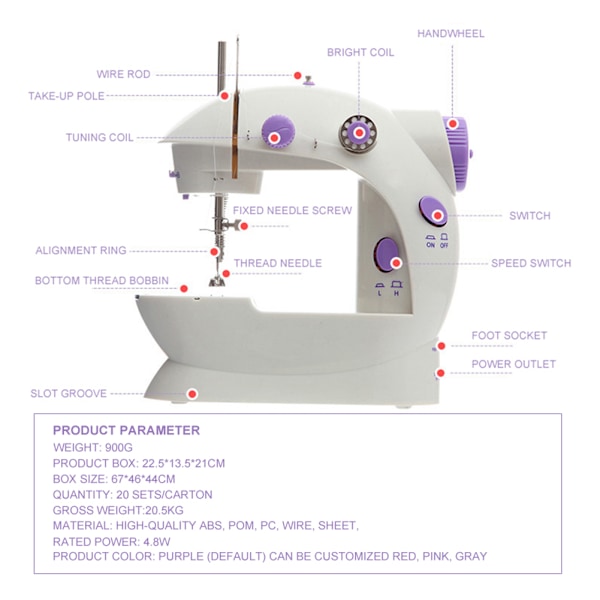 Hem Mini Sy Maskin Multifunktionell Bärbar Elektrisk Sy Maskin För Nybörjare AU Plug
