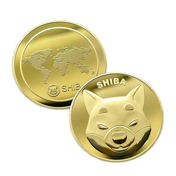 Shib Token Mynt Med Case Metall Shiba Inu Minnesmynt Guld/Silverpläterade Mynt Souvenir För Samlare Gold