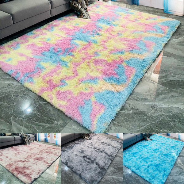 Soft Area Matta Fluffy Rug Tie-dye Gradient Shaggy Matta För sovrum Vardagsrum Heminredning Rainbow Color 50*80CM