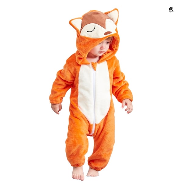 Toddler Unisex Set Hooded Jumpsuit Fox And Animal Print Fox Jumpsuit 80 6-12 Months