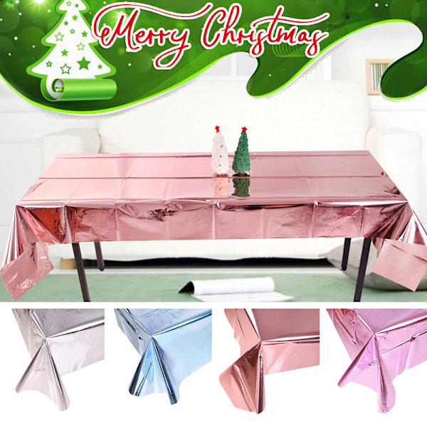Aluminiumfolie blank vattentät duk Tvättfri rektangelduk för semester Bröllopsfester Inredning Pink