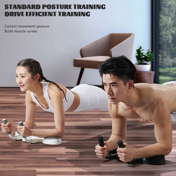 Smart Timing Plank Trainers, Magtränare med handtag, Multifunktionell Push-Up Fitness Board Black