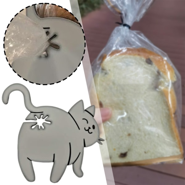 Kattebaker Brødklips Katte Brødpose Lukking Gjenbrukbare Matklips For Brød Chips Pose Klips Default