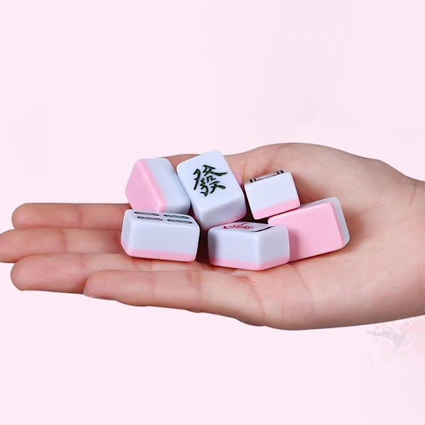 Bärbar liten handgnuggande Mahjong Logiskt tänkande övningsspel present till vänner familj Vitality Pink