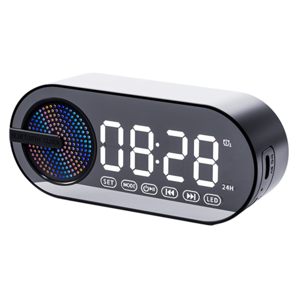 Bluetooth kompatibel AI-klocka Färgglad LED Digital Dispaly-klockalarm för sovrum Black