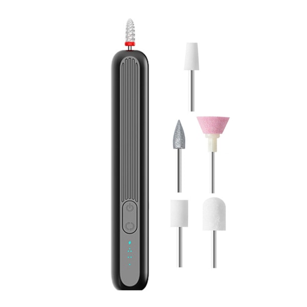 Professionelt Manicure Pedicure Sæt 5 I 1 Elektrisk Neglefil Sæt 3 Hastighedsindstillinger Til Tånegle Hænder Fødder Pleje Black