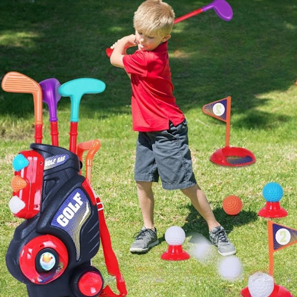 Set för barn Utomhusspel Sportleksaker för pojkar, flickor Golf
