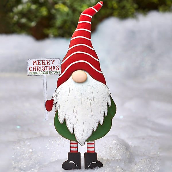 Metall Gnome Yard Stake Juldekorationer Utomhus Stake Uteplatsdekor A B C 3 Pack