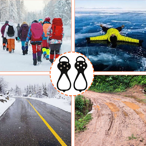 5/8/10 Tänder Spikar Stegjärn, Isklossar, Halkskydd Skogrepp Dragklotsar för Att Gå På Snö och Is, Vandring, Klättrande, Bergsbestigning 10 Spikes M (skor på 34-40)