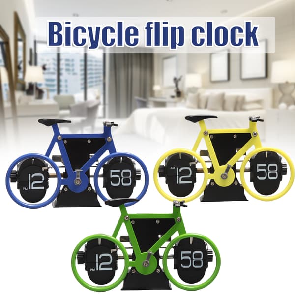 Flip Clock Cykelformad Retro Flip Down Clock 12 timmar AM/PM Visa stor klocka för HomeOffice Decor White