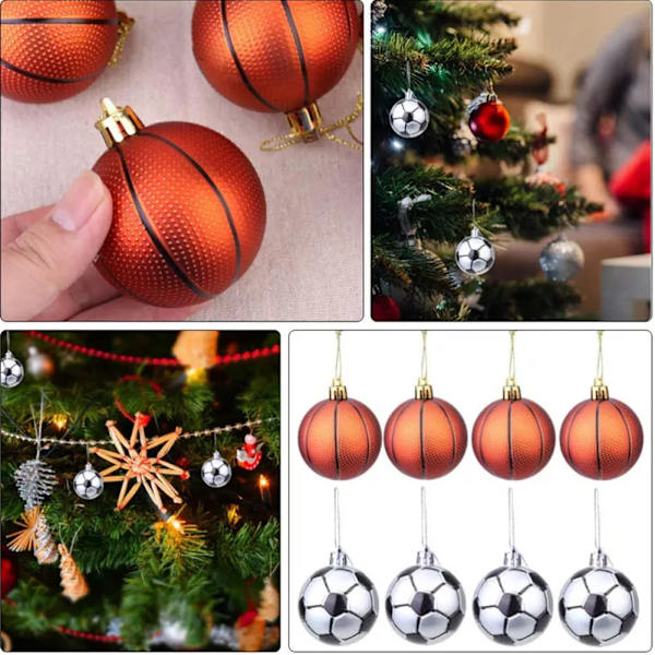 Julgranskulor Set 6 cm Sportbollar med tema Julgransprydnader Hängen för juldekoration