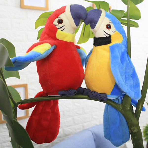 Musikalisk plysch fylld leksak papegoja talar fågel förskolebarn baby Red