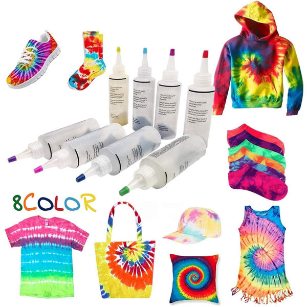 Tie Dye Kits 6/8/10 Färger Tie-Dye Kit Tyg Textilfärger Färgglada Tie Dying Set DIY Handgjorda projekt 8 Colors