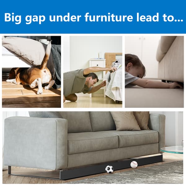 PVC under soffblockerare Klippbar soffbaffel Undvik att leksaker glider under möbler Black