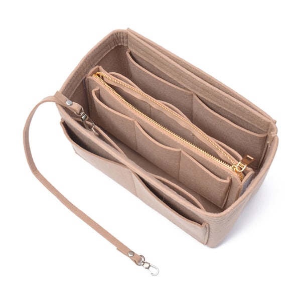Väska med stor kapacitet Flerlagers förvaringsväska Filt liner Väska Filt kosmetisk väska Gray 34*17*18cm