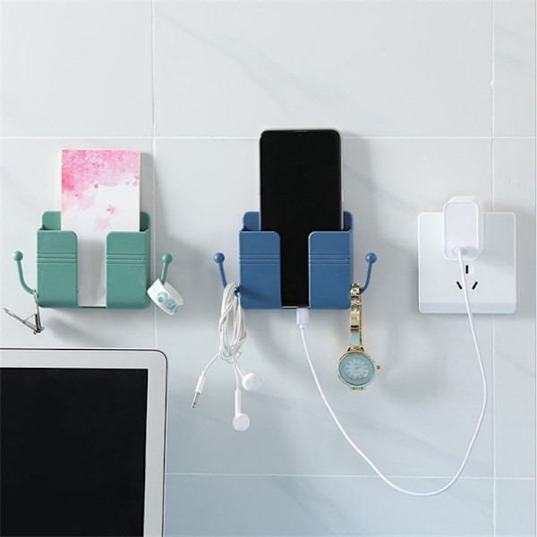 Fjärrkontroll Mobiltelefon Plugg Vägghållare Självhäftande Punch Gratis förvaringsställ Flerfunktionshushåll Mix Color 5PCS