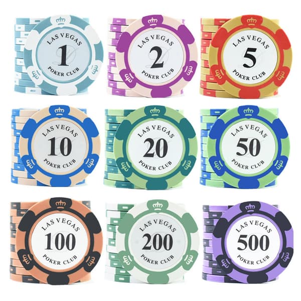 Chips med flera valörer Bärbara spel-chips Las-vegas mynt för kasinon 2000 Face Value