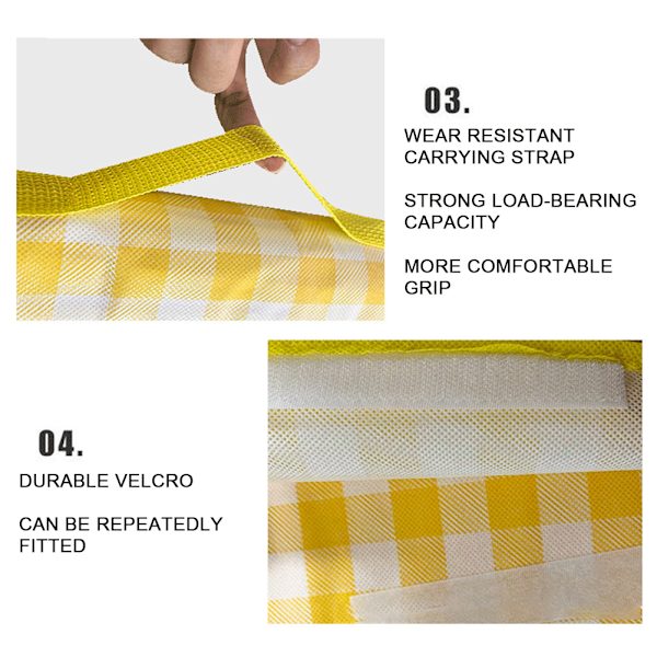 Vattentäta hopfällbara filtar Stängbar mode picknickmatta för utomhuscampingstrand Yellow Plaid 150 * 200cm