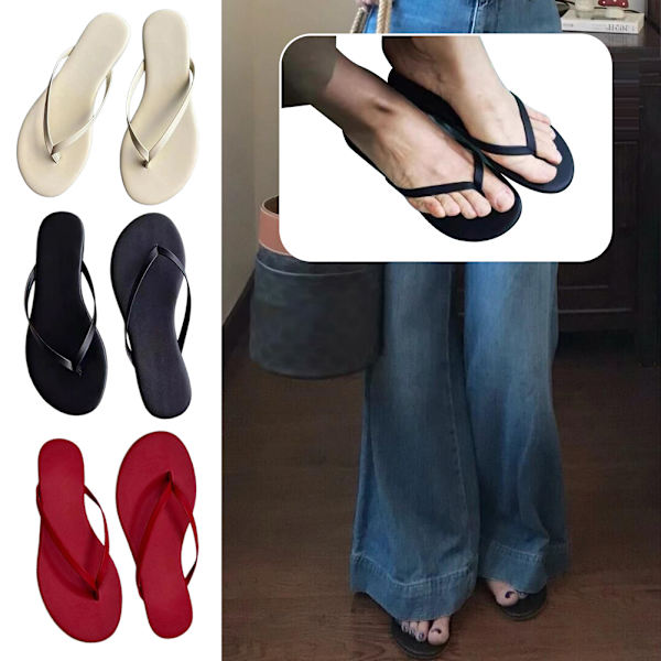 Varvastossut naisille Sandaalit Muoti Rento Slip On Pehmeät kesäkengät Yksivärinen Juhla Ranta Naisten Jalkineet Red 39